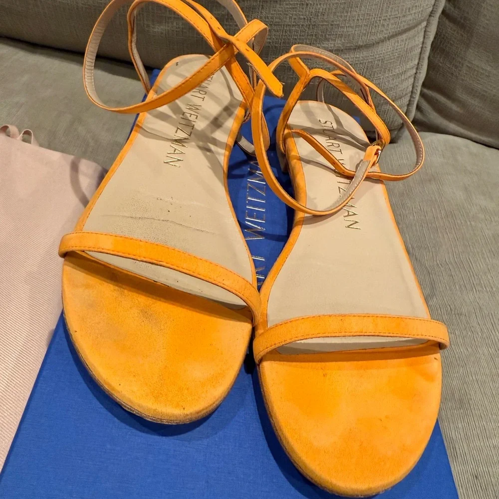 Stuart Weitzman Merinda Suede Sandals with Ankle Wrap - Picture 4 of 9